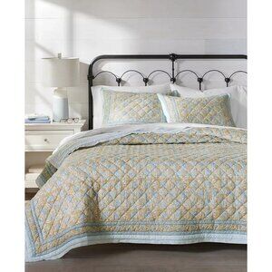 Charter Club Nadia Quilt Set King Reversible Block Print Stripes $385